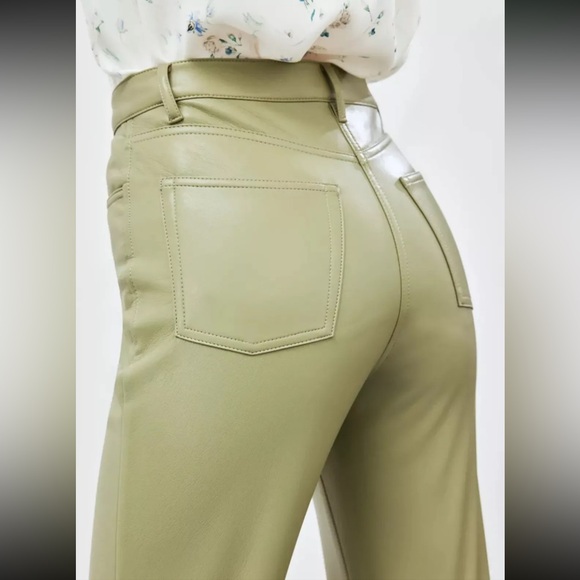 Aritzia Wilfred Meilna Cropped Vegan Leather Pant Sage Green Sz 6 - Picture 4 of 10